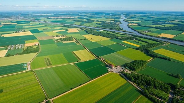 Expansive aerial landscape of rural area, symbolizing Rural Health Startups Funding opportunities.