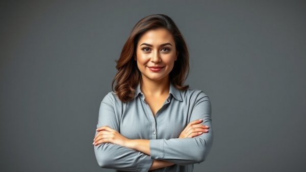 Confident woman in pink blazer with crossed arms