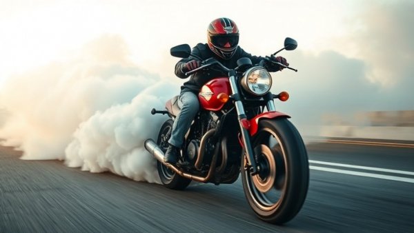 Ultraviolette electric motorcycle burnout on road with smoke.