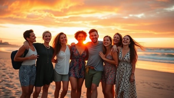 Experiential Travel with ByDzyne: friends enjoying a beach sunset.