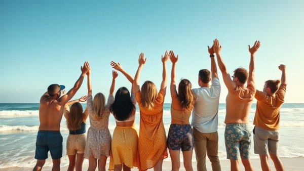 BD Dream Vacations group on a sunny beach