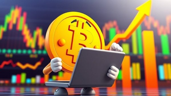 Cartoon Bitcoin character with graphs illustrating Bitcoin ETFs inflows