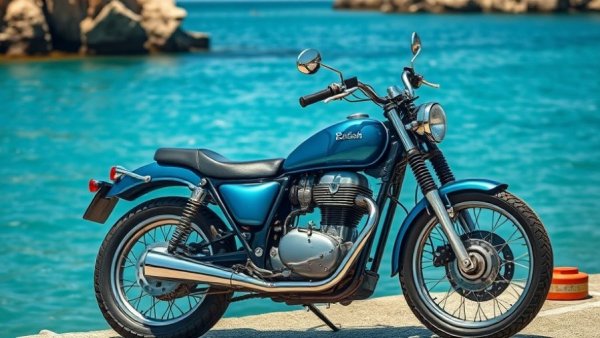 BSA Gold Star 650 motorcycle in classic colors by the sea