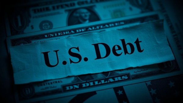 U.S. Debt concept with dollar bill and torn paper