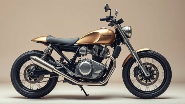 Sleek custom motorcycle with minimalist design viewed in studio