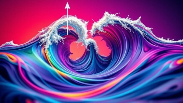Abstract quantum birthmark with colorful wave pattern.