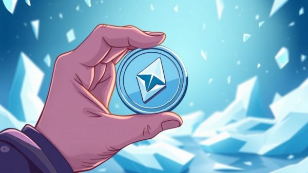 Stylized cartoon of Tether coin subject to financial freeze