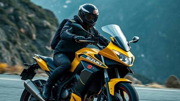Alpinestars 2027 All-Terra Collection: Biker on yellow Suzuki motorcycle