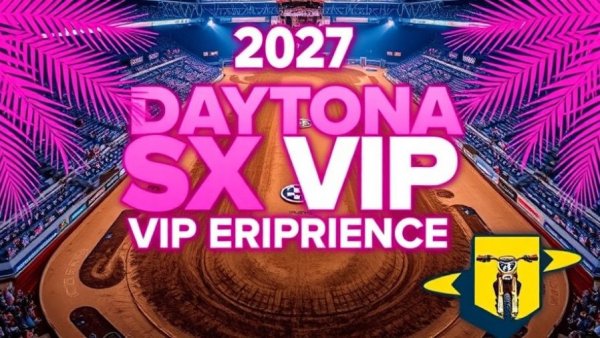 AIMExpo Daytona Supercross Experience poster with neon palm and track.