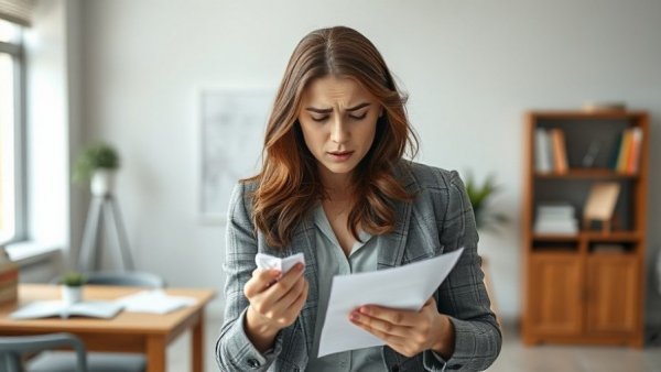 Employer responsibilities for employee certification costs: Frustrated woman at desk.