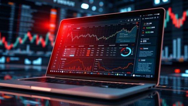 Stock market graph on laptop, reflecting tokenized stocks demand and volatility.
