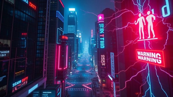 Digital cityscape depicting malware warning on budget Android phones