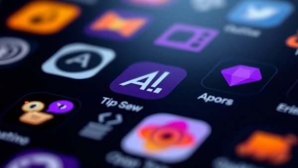 AI market growth visualized through vibrant digital app icons.