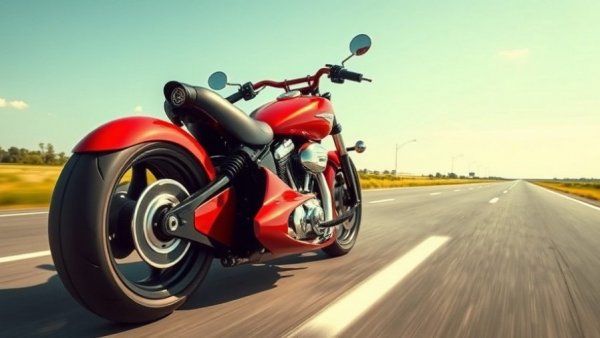 Jet-powered Harley-Davidson motorcycle, highway ride under clear sky.