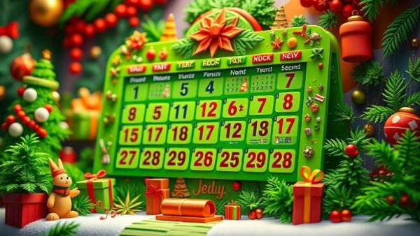 2026 Happy Hour Holiday Cannabis Calendar with festive design.