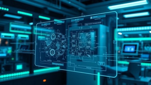 Futuristic interface visualizing quantum-safe communications technology