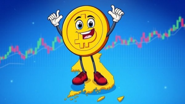 Cartoon cryptocurrency coin on South Korea map representing Korean won stablecoin