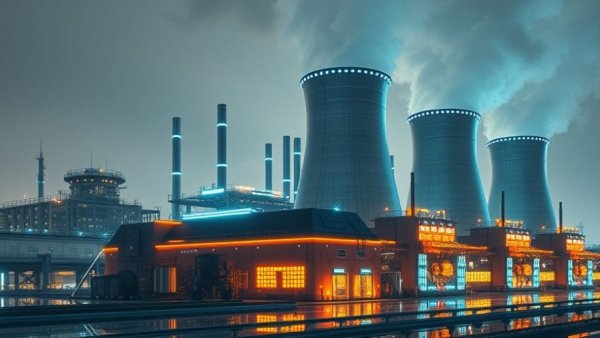 Innovative nuclear power plant showcasing futuristic technology.