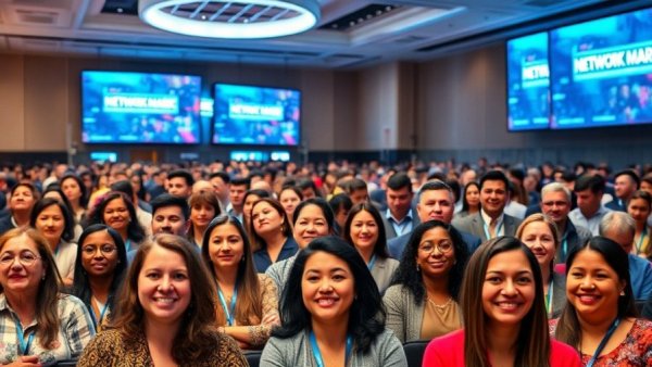 Network marketing in direct selling conference with professionals attending.