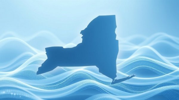 New York quantum technology leadership symbolized by a state outline.