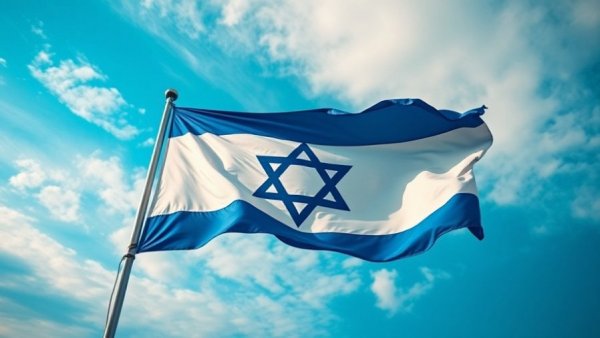 Israeli flag waving against a vibrant sky symbolizing Netanyahu cryptocurrency plan