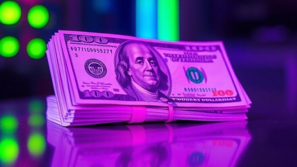 Neon-lit dollar bills symbolizing elderly care exploitation financial issues