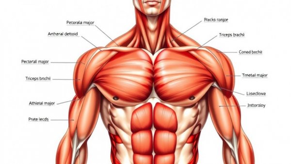 Close-grip barbell bench press benefits illustrated with muscle anatomy diagram