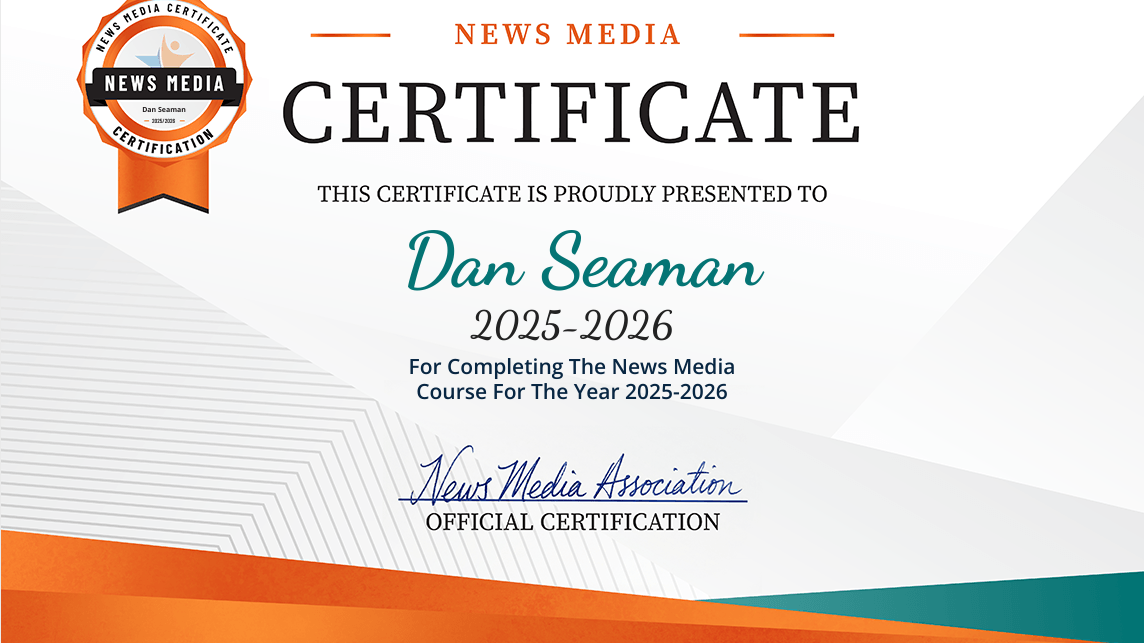 Dan Seaman News Media Certificate Certification