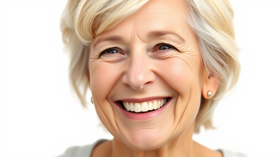Smiling older woman exemplifying emotional wellness.