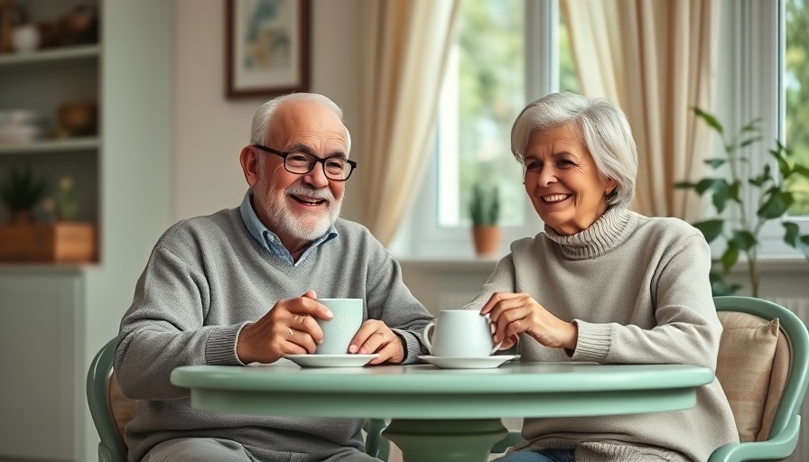 Elderly couple enjoying coffee together at home