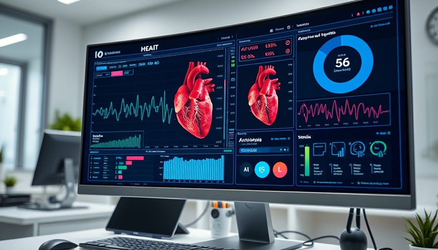 AI heart health analysis on computer display with data visualization.