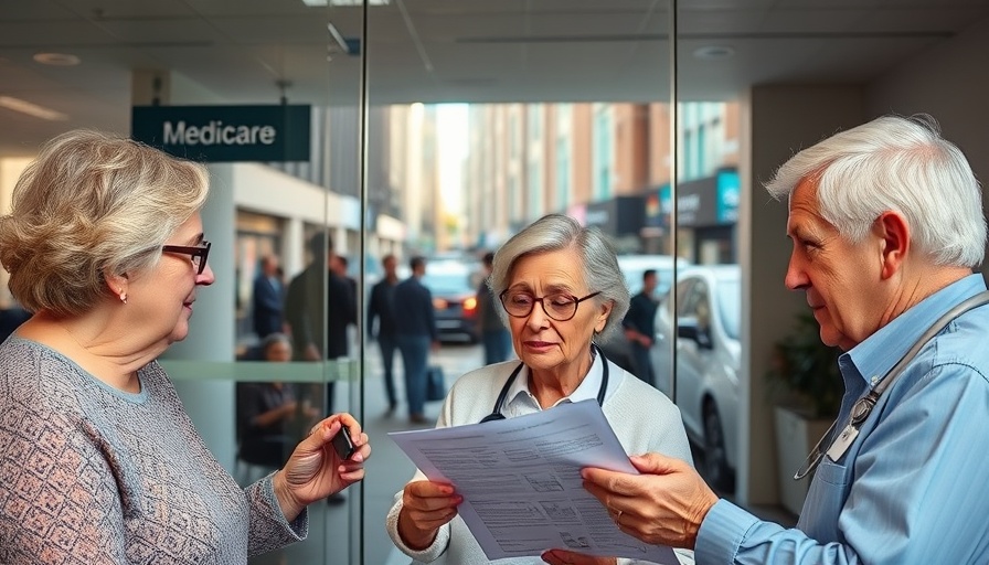 Medicare Advantage: Elderly individuals at a healthcare office window.