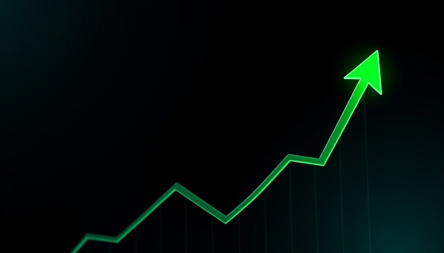 Graph illustrating XRP price surge with upward trend arrow.