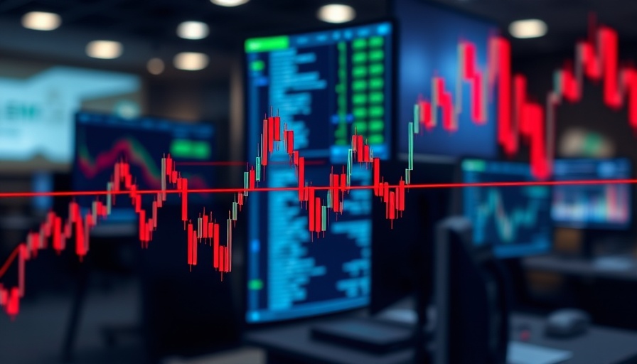 MAGA stocks market chart with fluctuating lines in trading office.