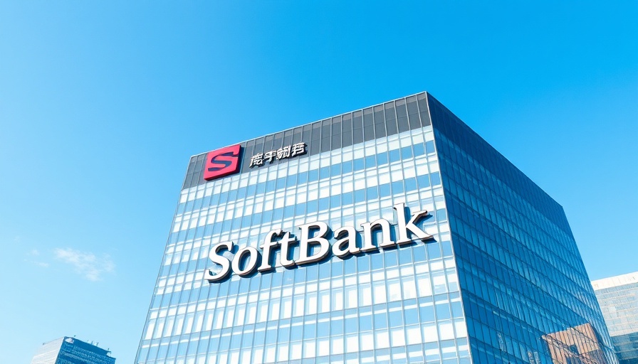 SoftBank investment logo on modern glass building facade.