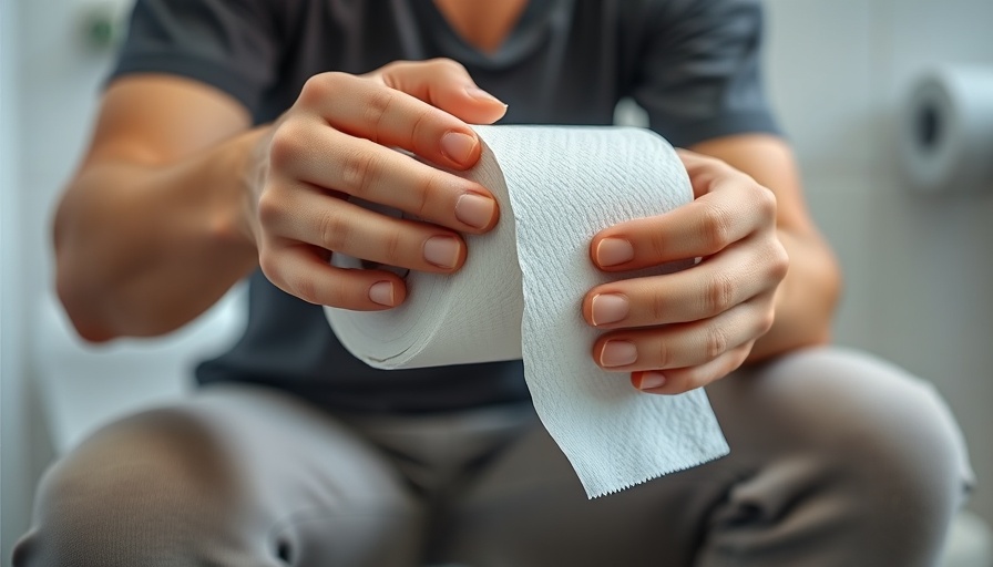 Individual holding toilet paper, causes of constipation concept.
