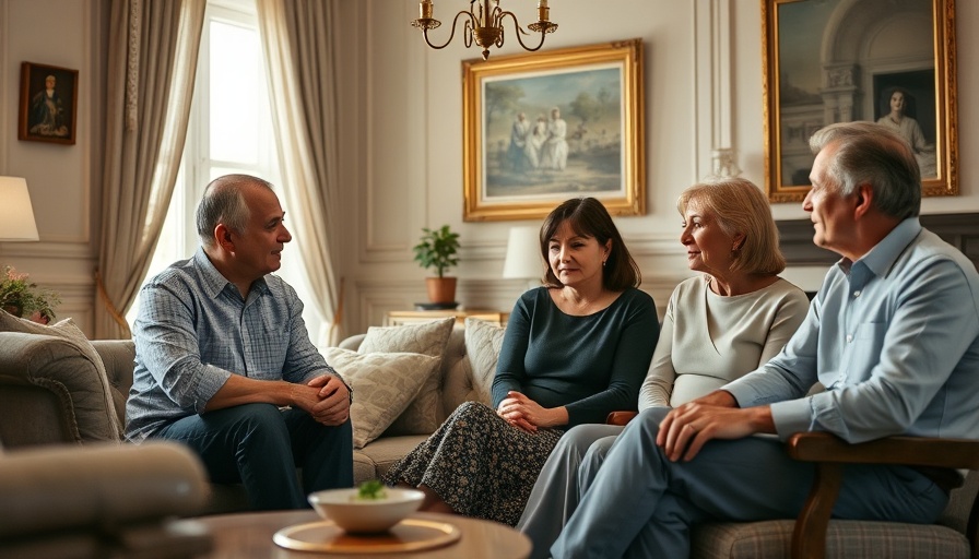 Family discussing inheritance disputes in a classic room.