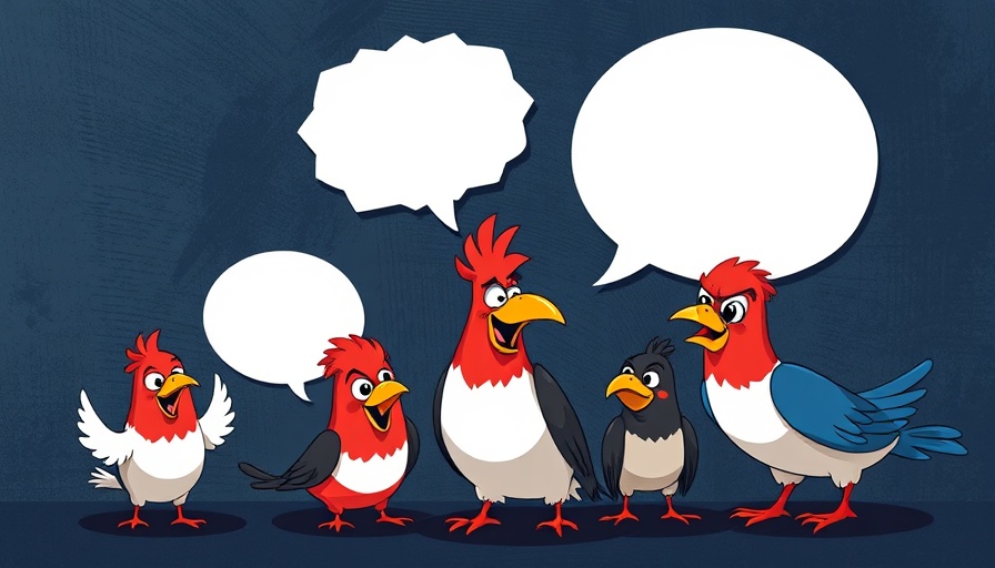 Stylized birds with speech bubbles in vibrant colors, DeepSeek AI theme.