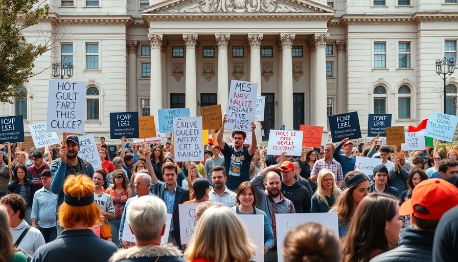 Protest for USAID support in front of a government building, highlighting HIV/AIDS Relief.