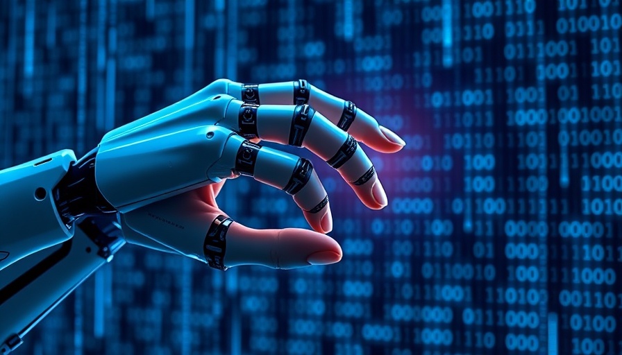 AI critical thinking depicted by touching robotic and human hands.