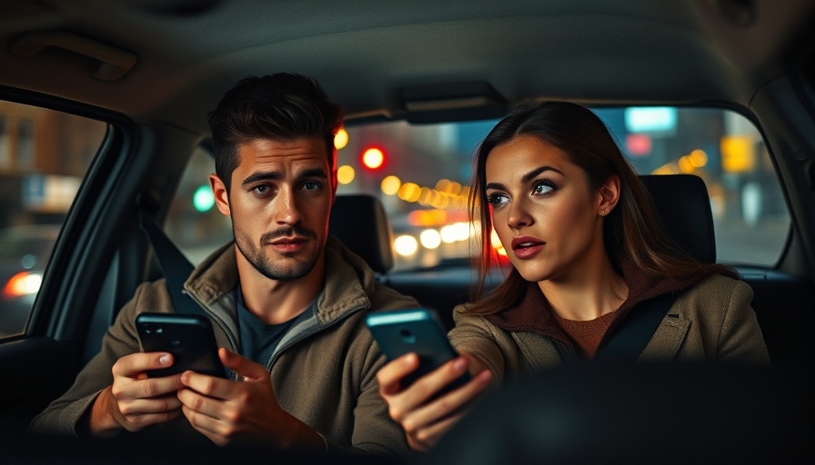 Young couple splitting taxi fare after a bad date, awkward vibe.