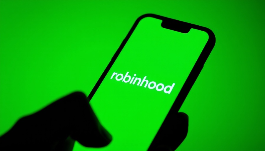 Robinhood logo on smartphone with green background, highlighting app and technology.