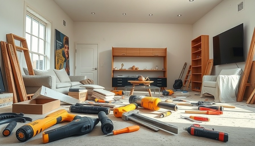 Tools in an unfinished room depict high interest rates' impact on home remodeling.