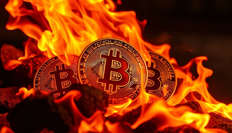 Bitcoin price drop visualized with burning coins.