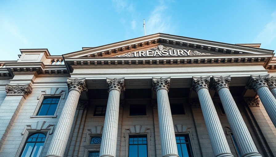 Treasury Building facade with columns representing authority