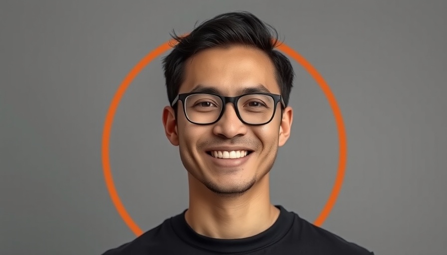 Portrait of a person in glasses with an orange frame.