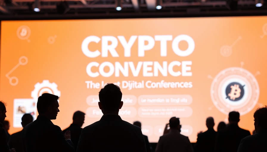 Silhouetted figures at crypto conference backdrop, NYC, 2025