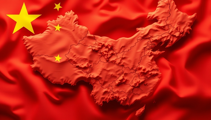 Chinese flag and map symbolizing U.S.-China mutual debt crisis.