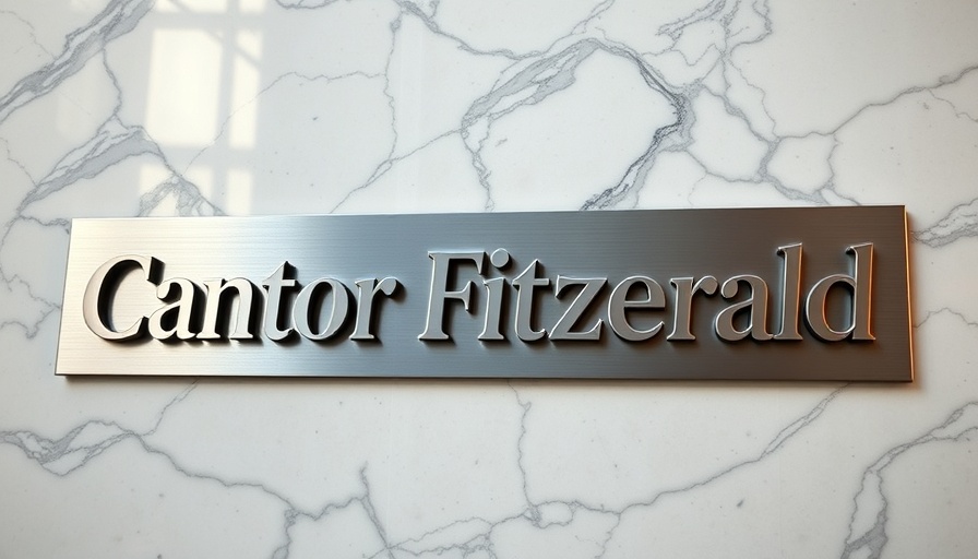 Cantor Fitzgerald sign on marble background associated with Bitcoin investment opportunities.