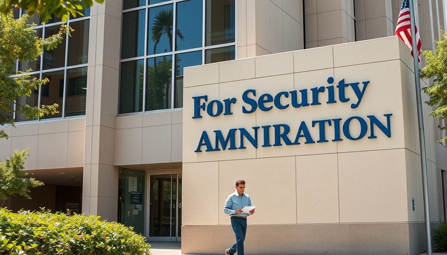 Social Security Administration building exterior with person entering
